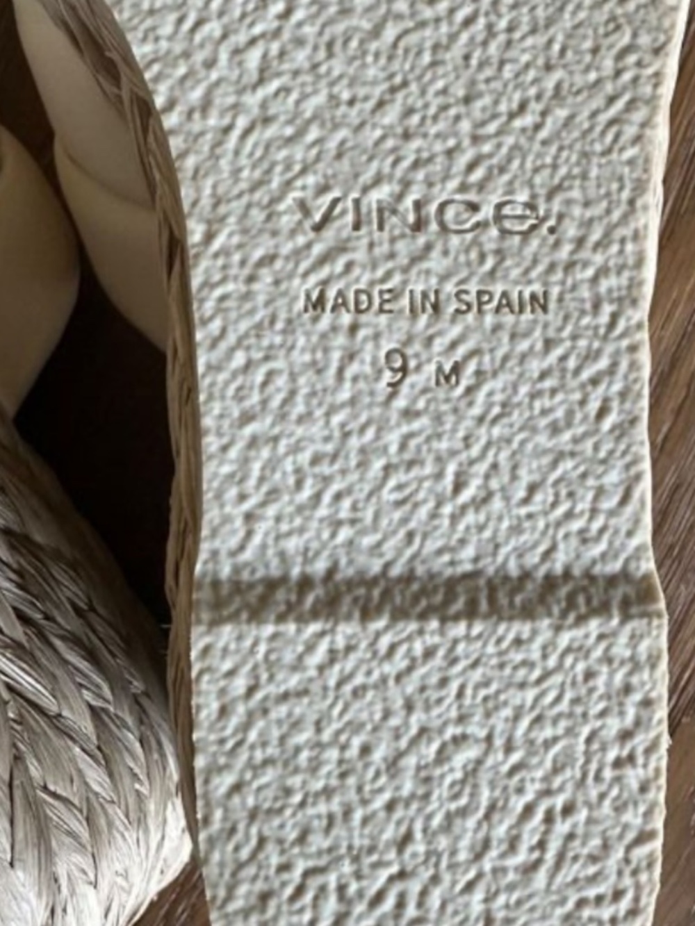 Vince Gilian Espadrille Wedge Sandals Size 9 Cream Woven Leather Square Toe - Picture 8 of 12